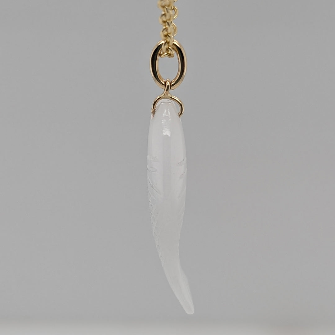 White Burmese Jadeite Fish in 14kt Yellow Gold by Mason Kay Jade