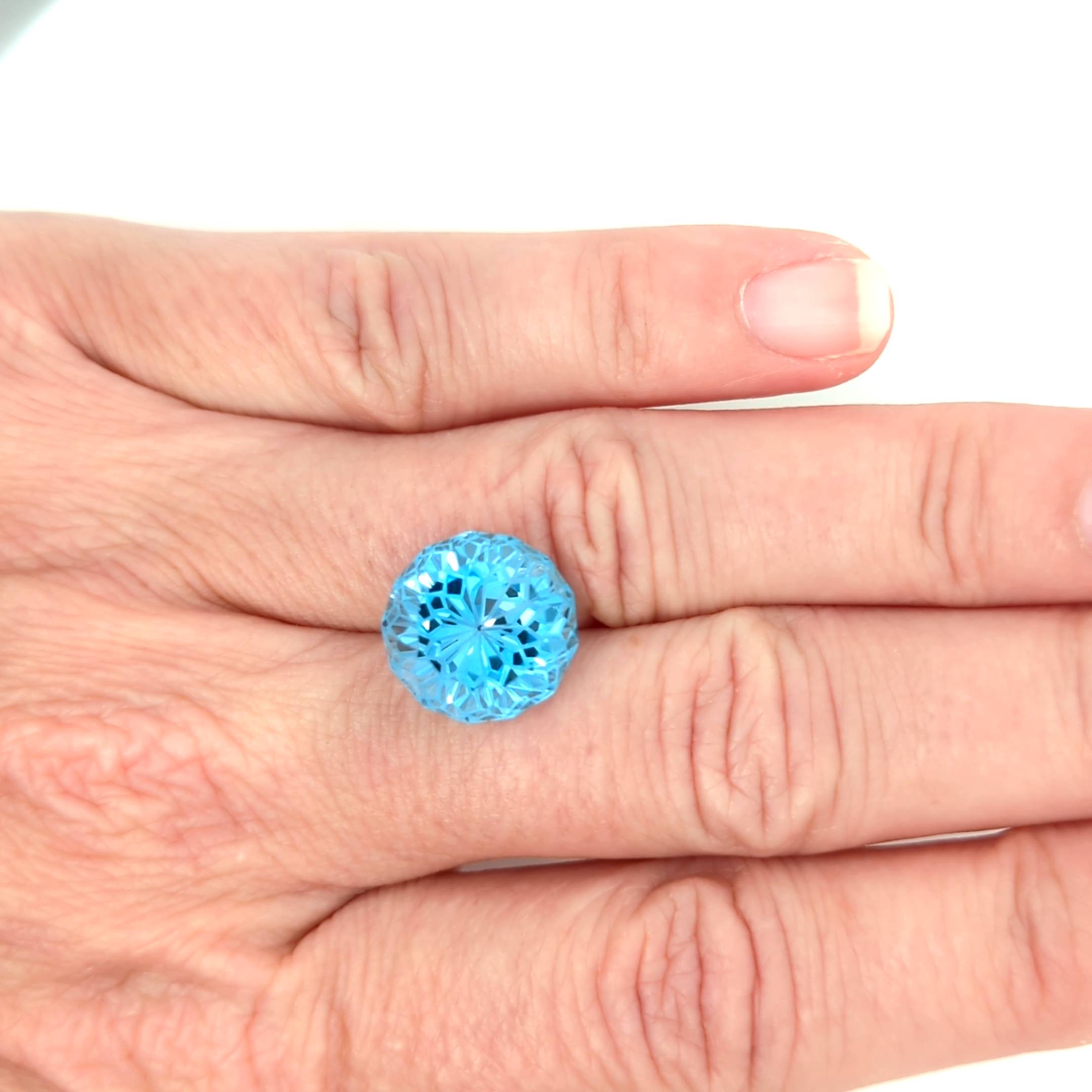 13.35ct Modified Round Precision Cut Blue Topaz