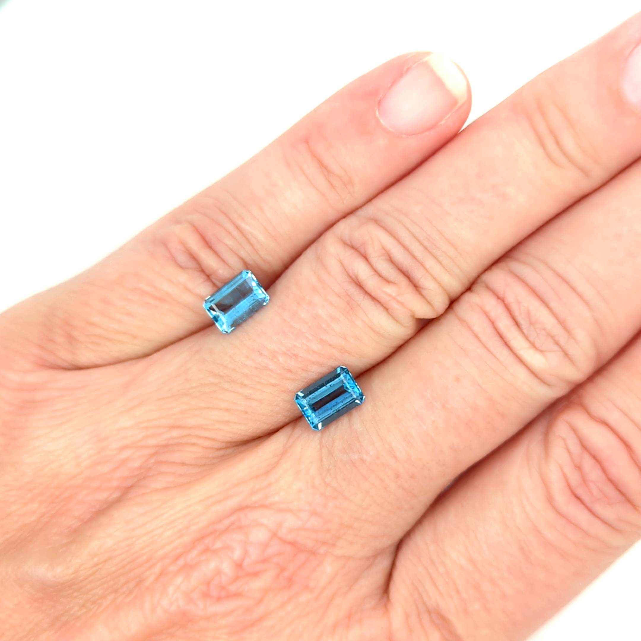 1.70ctw Mozambique Aquamarine Emerald Cut Matched Pair Loose Gemstones