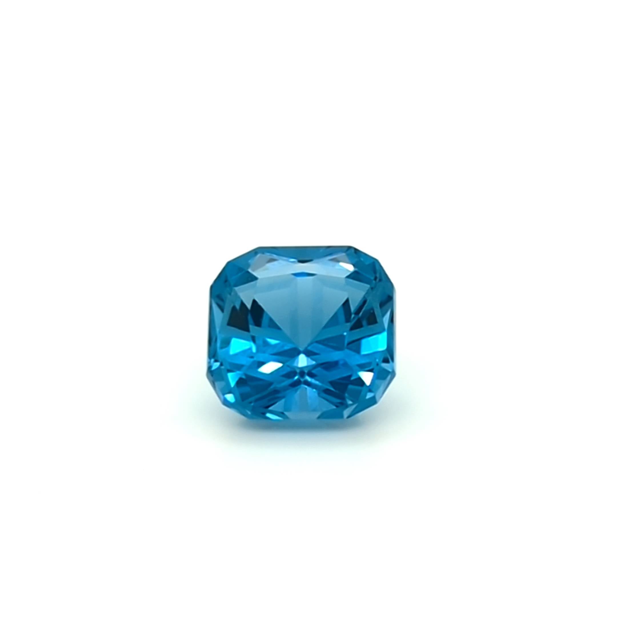 5.71ct Modified Cushion Precision Cut Blue Topaz Gemstone