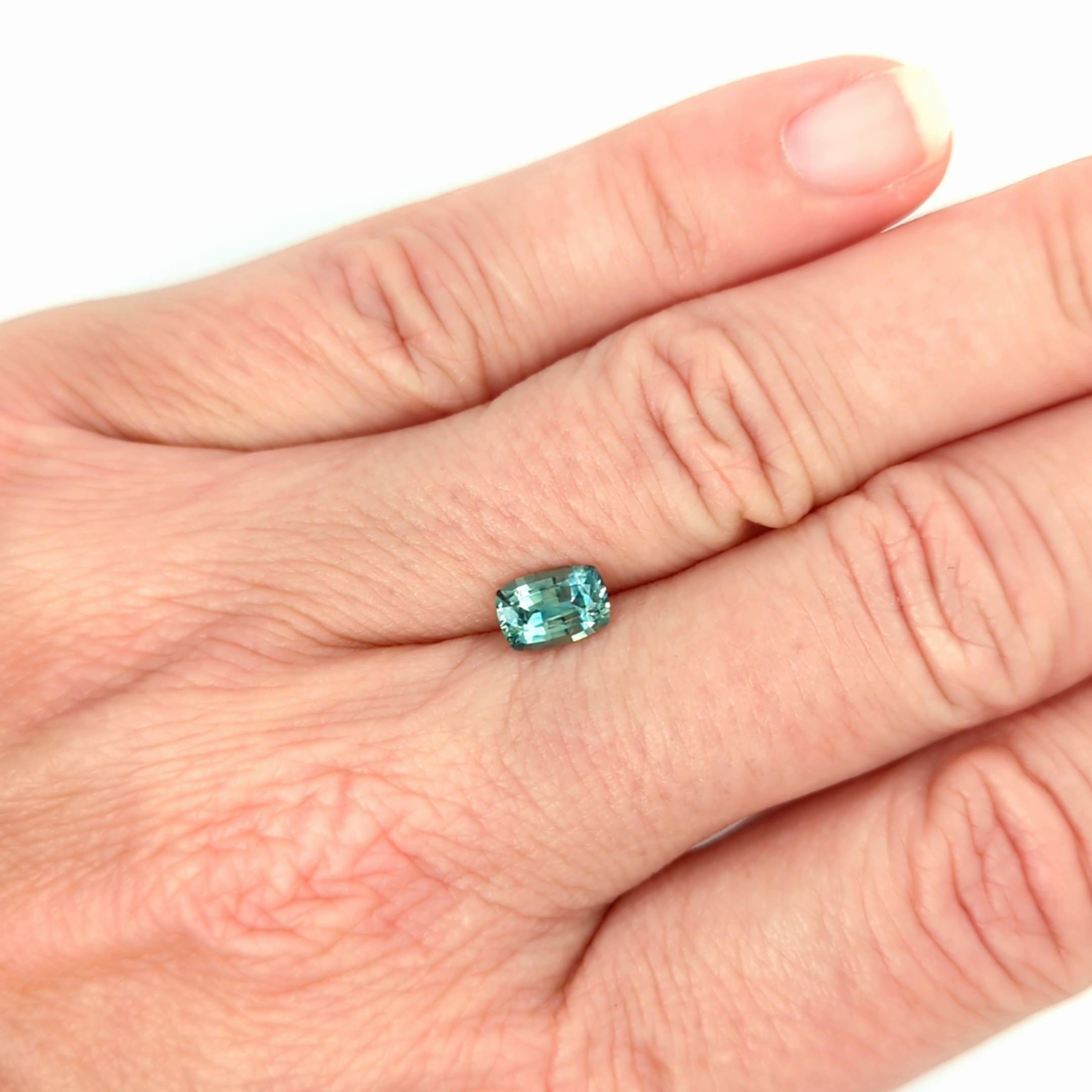 1.07ct Cushion Cut Greenish Blue Montana Sapphire