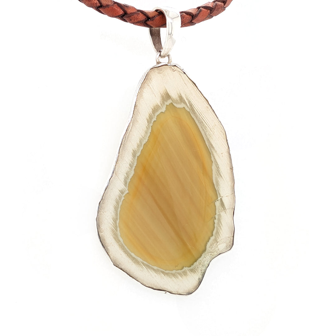 Imperial Jasper Pendant with 20" red leather cord in Sterling Silver