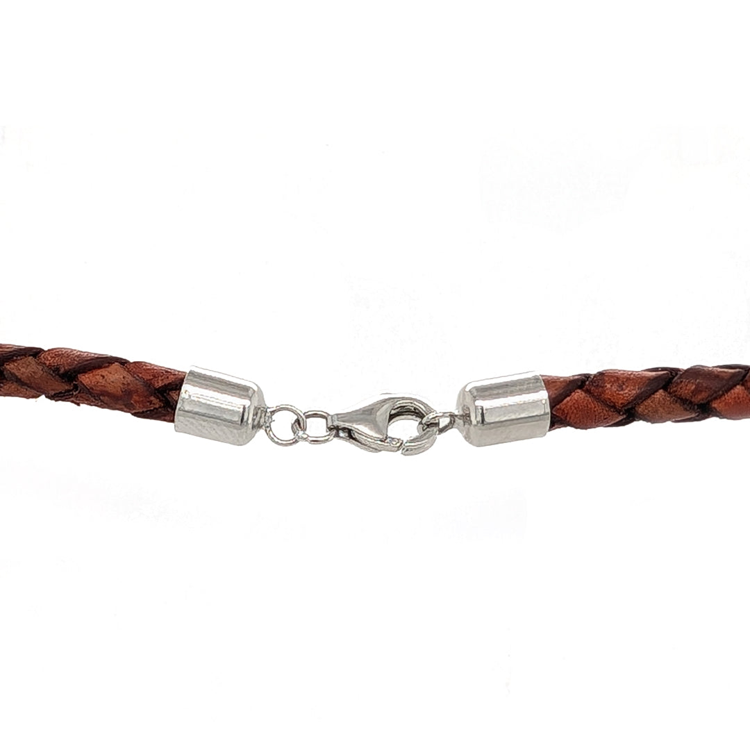 Imperial Jasper Pendant with 20" red leather cord in Sterling Silver