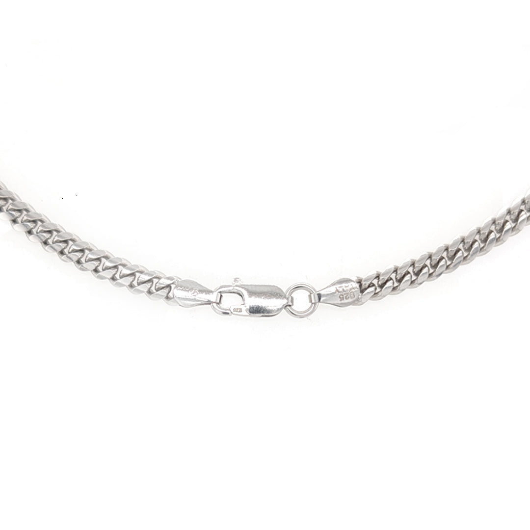 Larimar Pendant with Rope Detail in Sterling Silver on 18" Thick Curb Chain