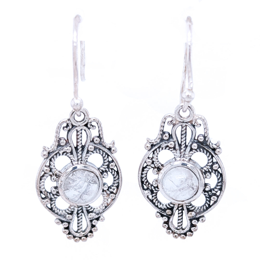 Vintage Inspired Moonstone Sterling Silver Dangle Earrings