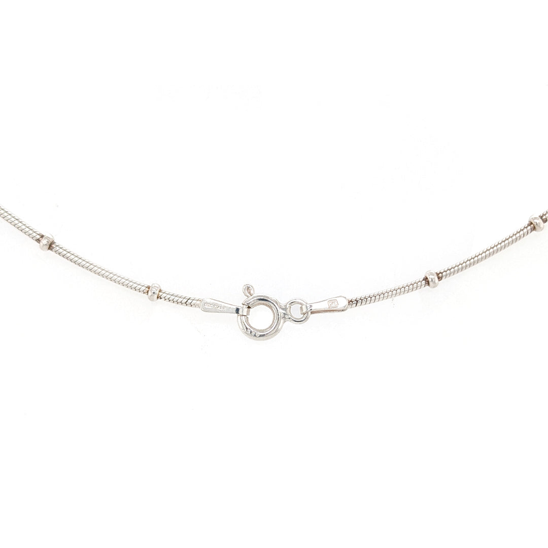 Peruvian Opal Pendant in Sterling Silver with 16" beaded snake chain with spring ring clasp