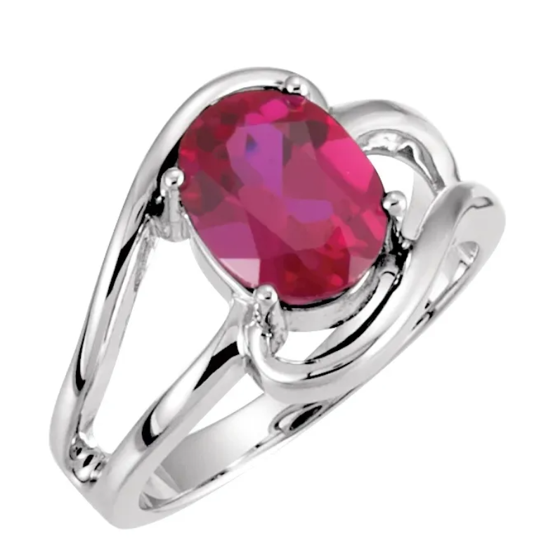 By-Pass Sterling Silver Oval Ring Mounting and Set Sapphire