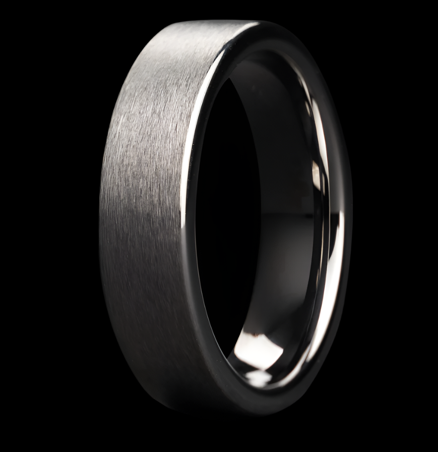 Flat Satin Tantalum Wedding Band