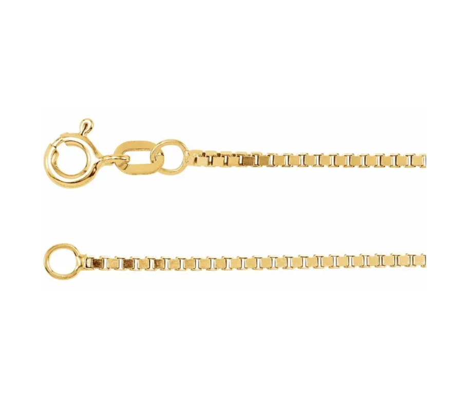14K Yellow 1.3 mm Diamond-Cut Box 20" Chain