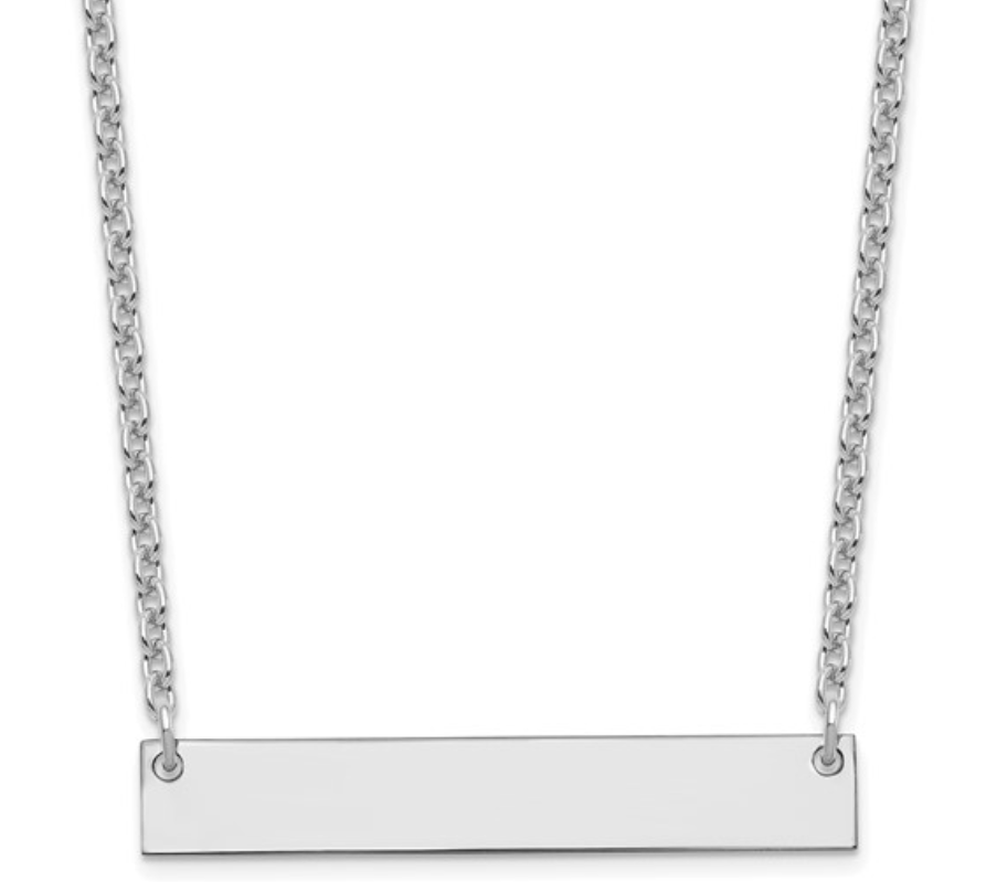 Sterling Silver Medium Bar Necklace with 18" Chain