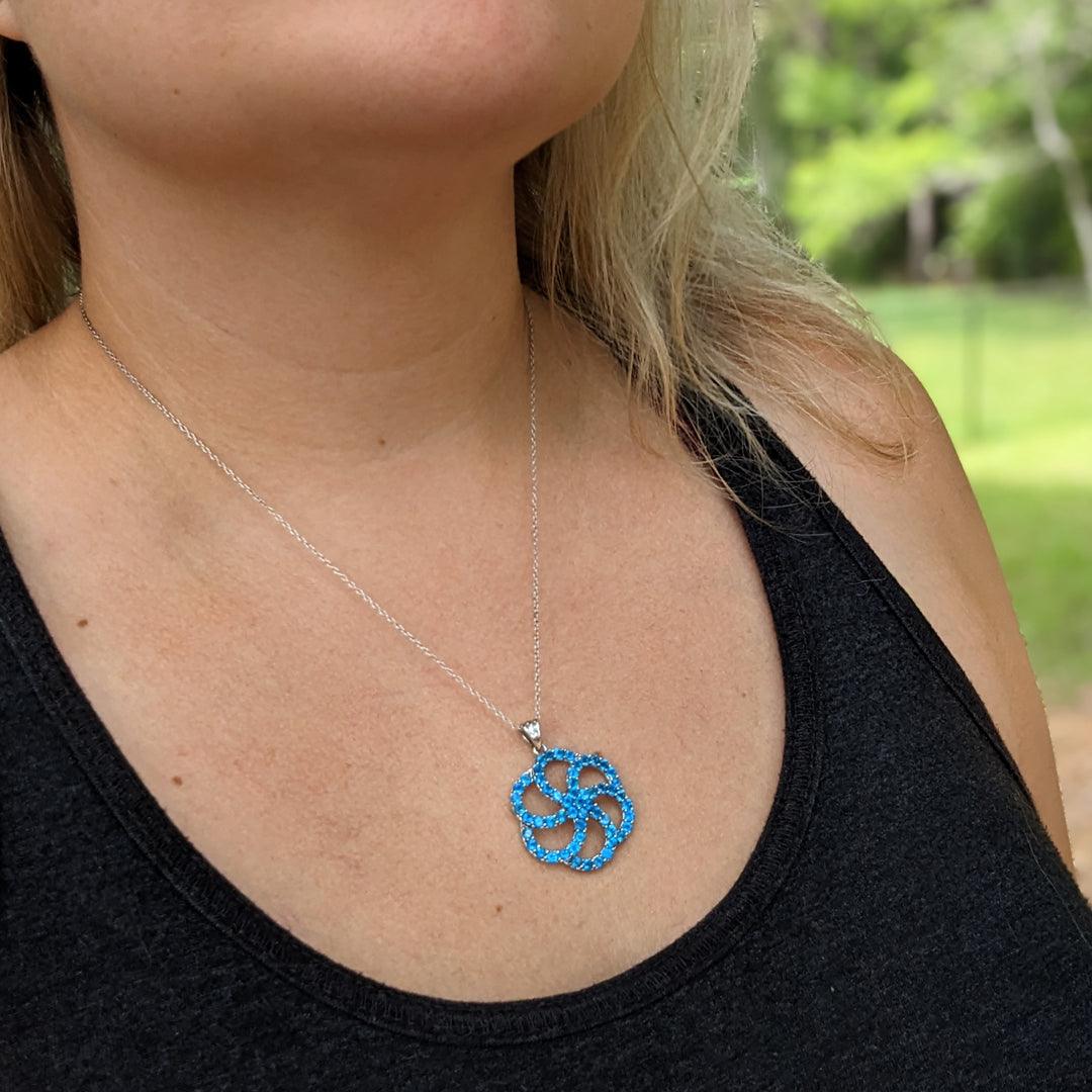 Blue Apatite Spiral Pendant in Sterling Silver - The Rutile Ltd