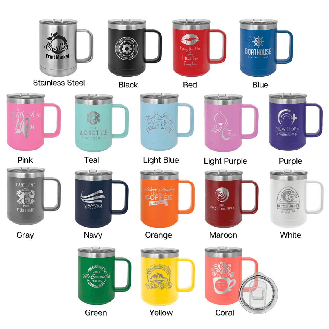 Custom Engraved Vacuum Insulated 15oz Travel Coffee Mug by Polar Camel - The Rutile Ltd
