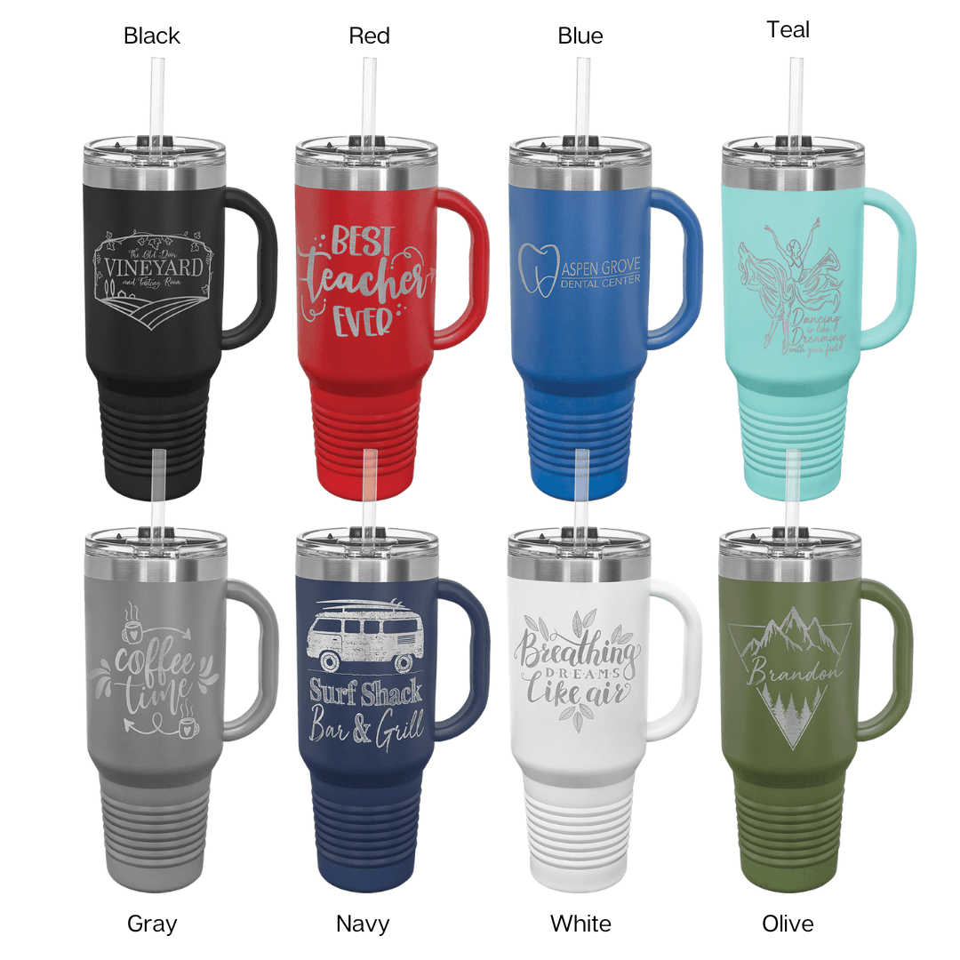 Custom Engraved Vacuum Insulated 40oz Travel Mug with Handle by Polar Camel - The Rutile Ltd