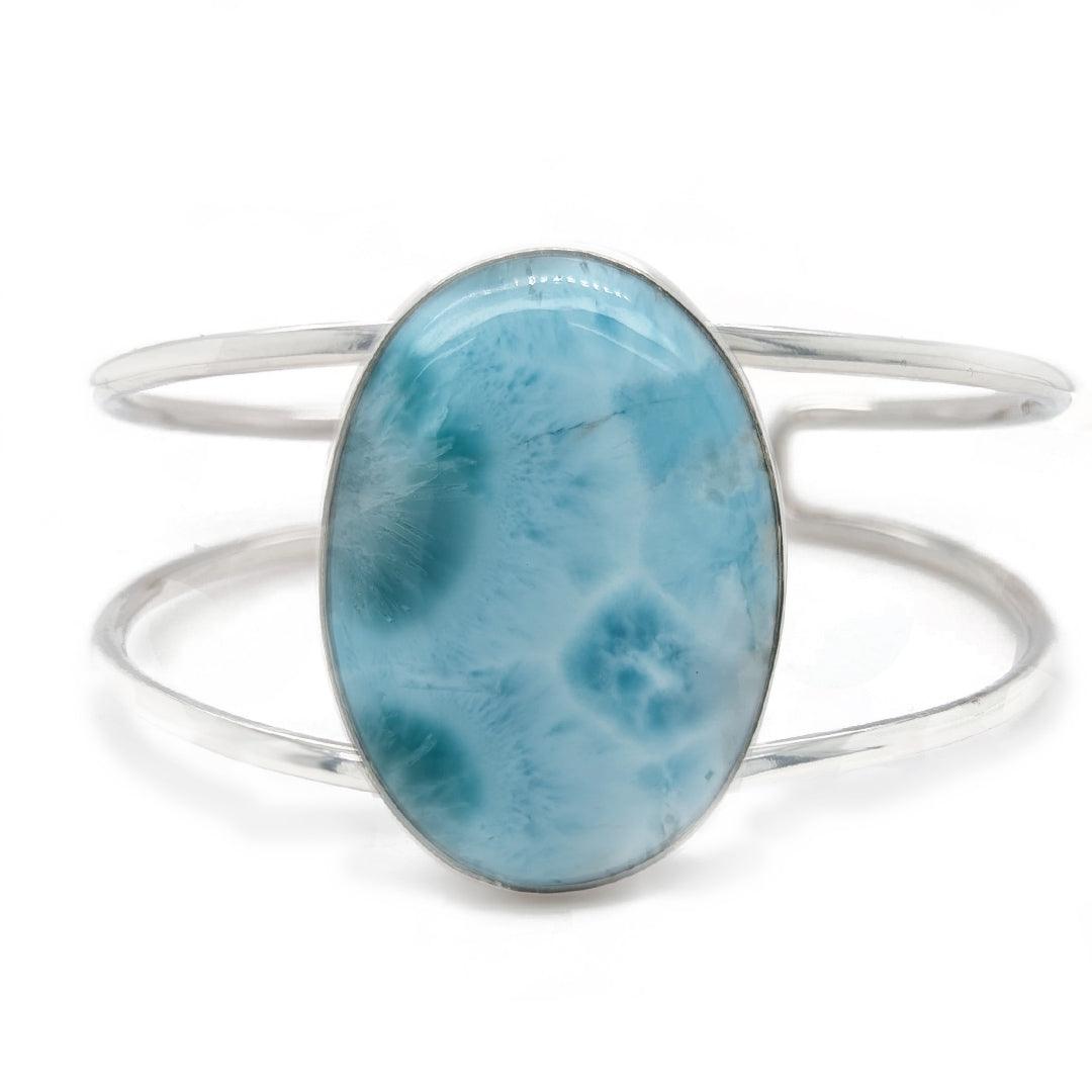 Handmade Larimar Cuff Bracelet in Sterling Silver - The Rutile Ltd