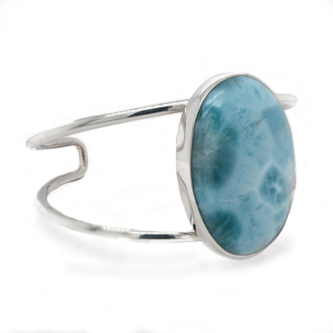 Handmade Larimar Cuff Bracelet in Sterling Silver - The Rutile Ltd