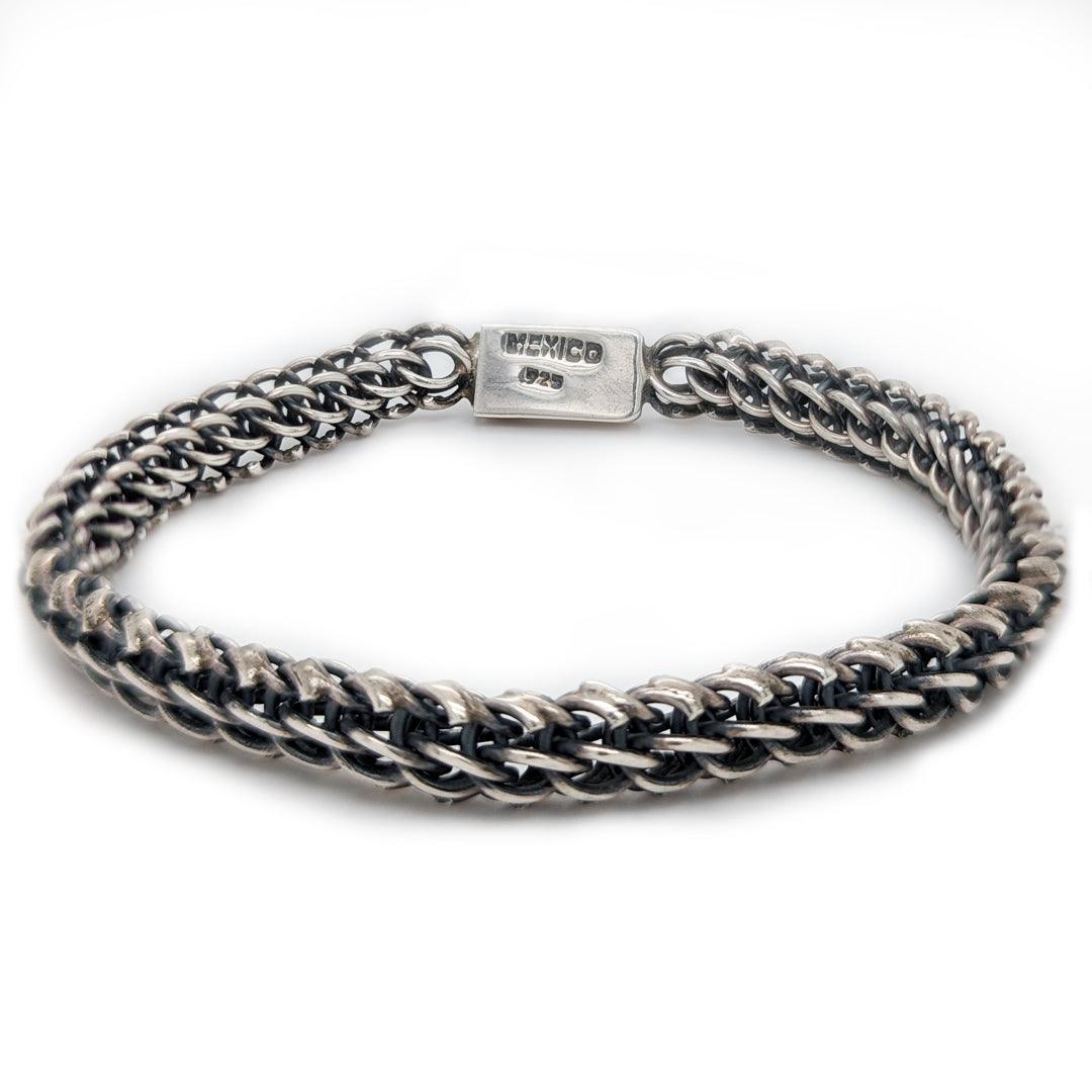 Handmade Woven Mexican Sterling Silver Bracelet - 7.5" long - The Rutile Ltd