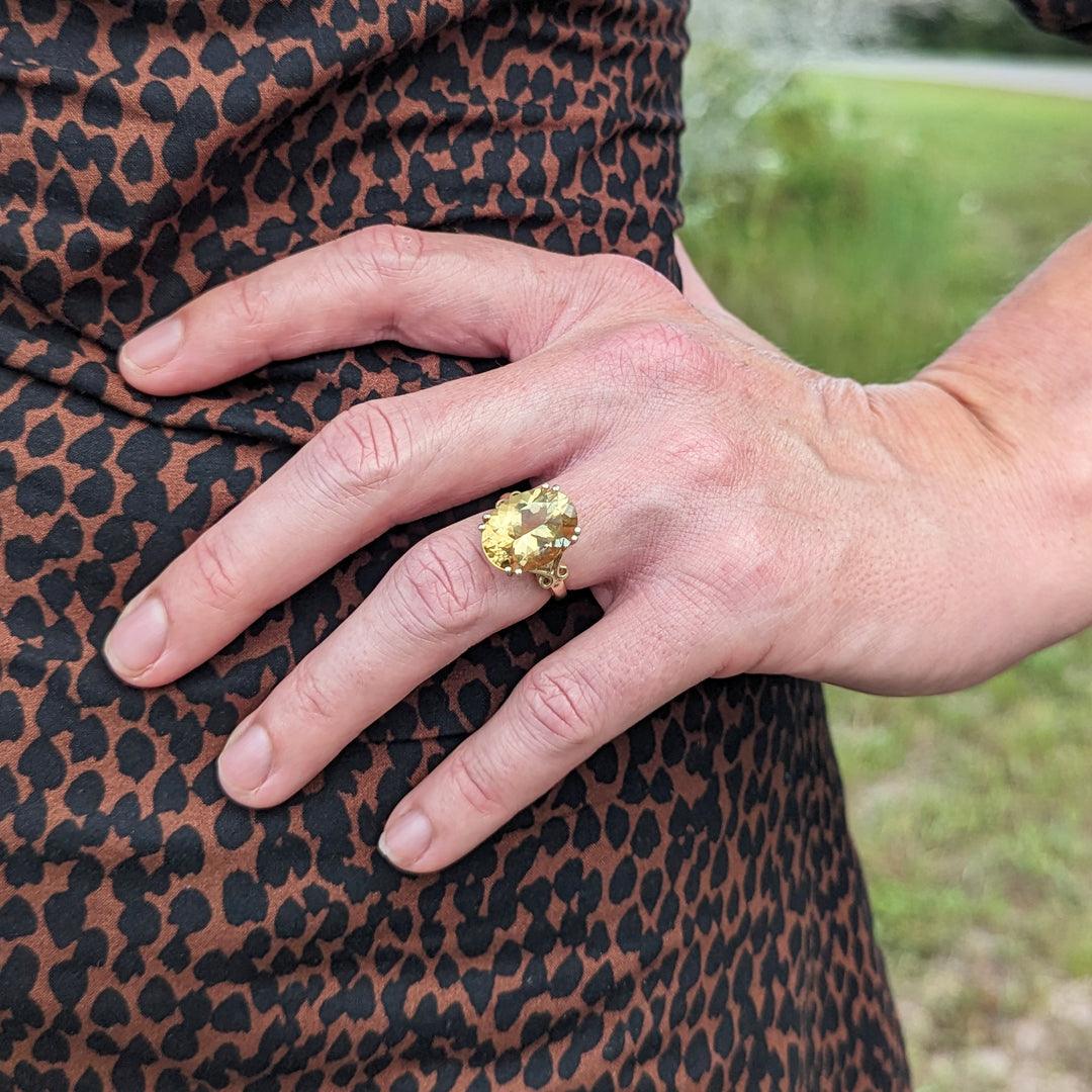 Heliodor - Golden Beryl Ring in 10kt Yellow Gold - The Rutile Ltd