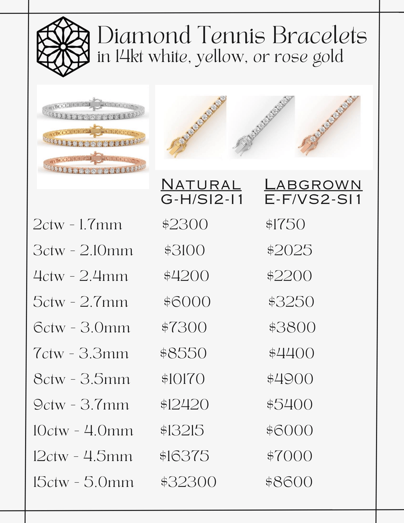 Natural Earth-Mined or Lab-Grown Diamond Tennis Bracelet in 14kt Gold - The Rutile Ltd