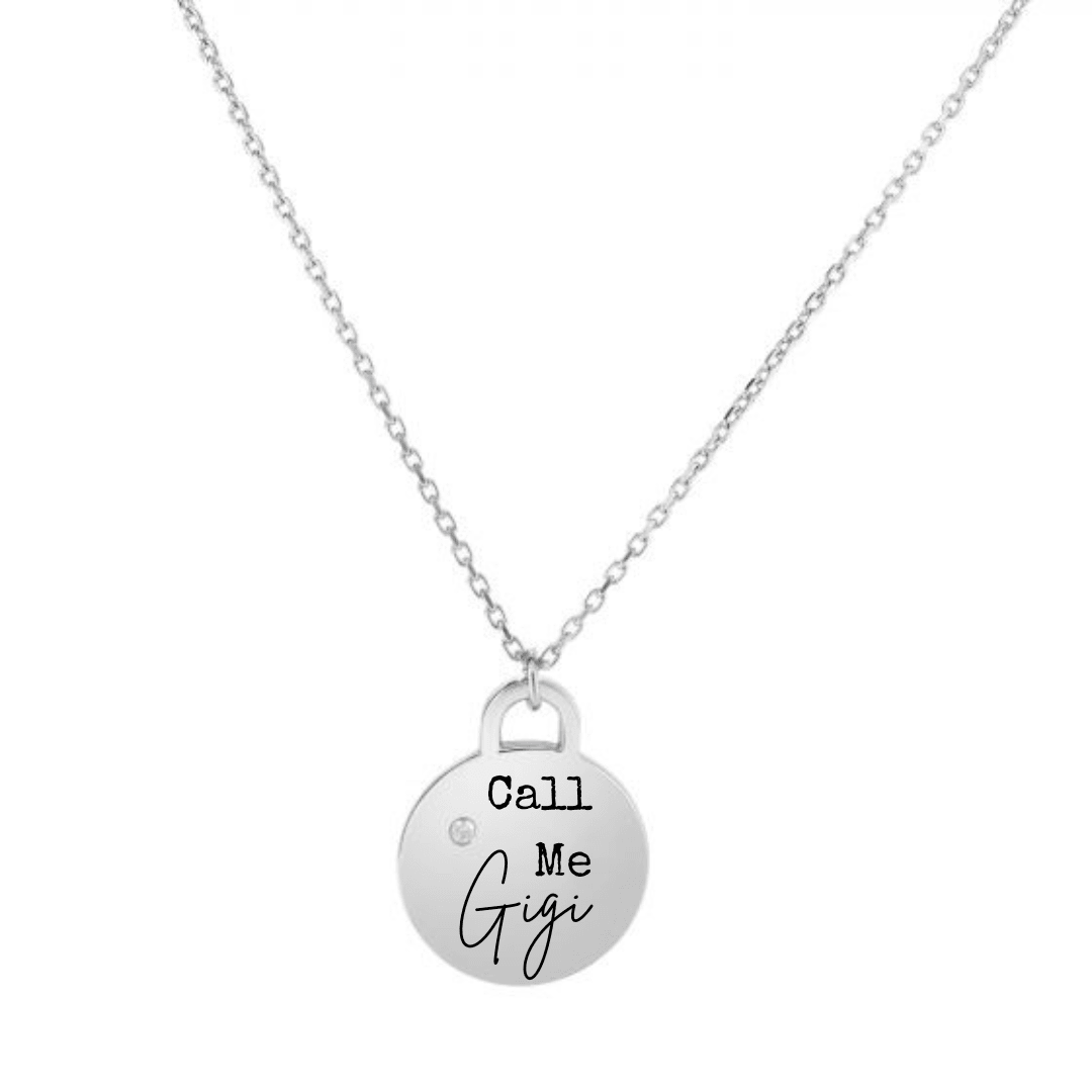 Polished Diamond Tag Pendant in Sterling Silver on 18" Chain - Engravable - The Rutile Ltd