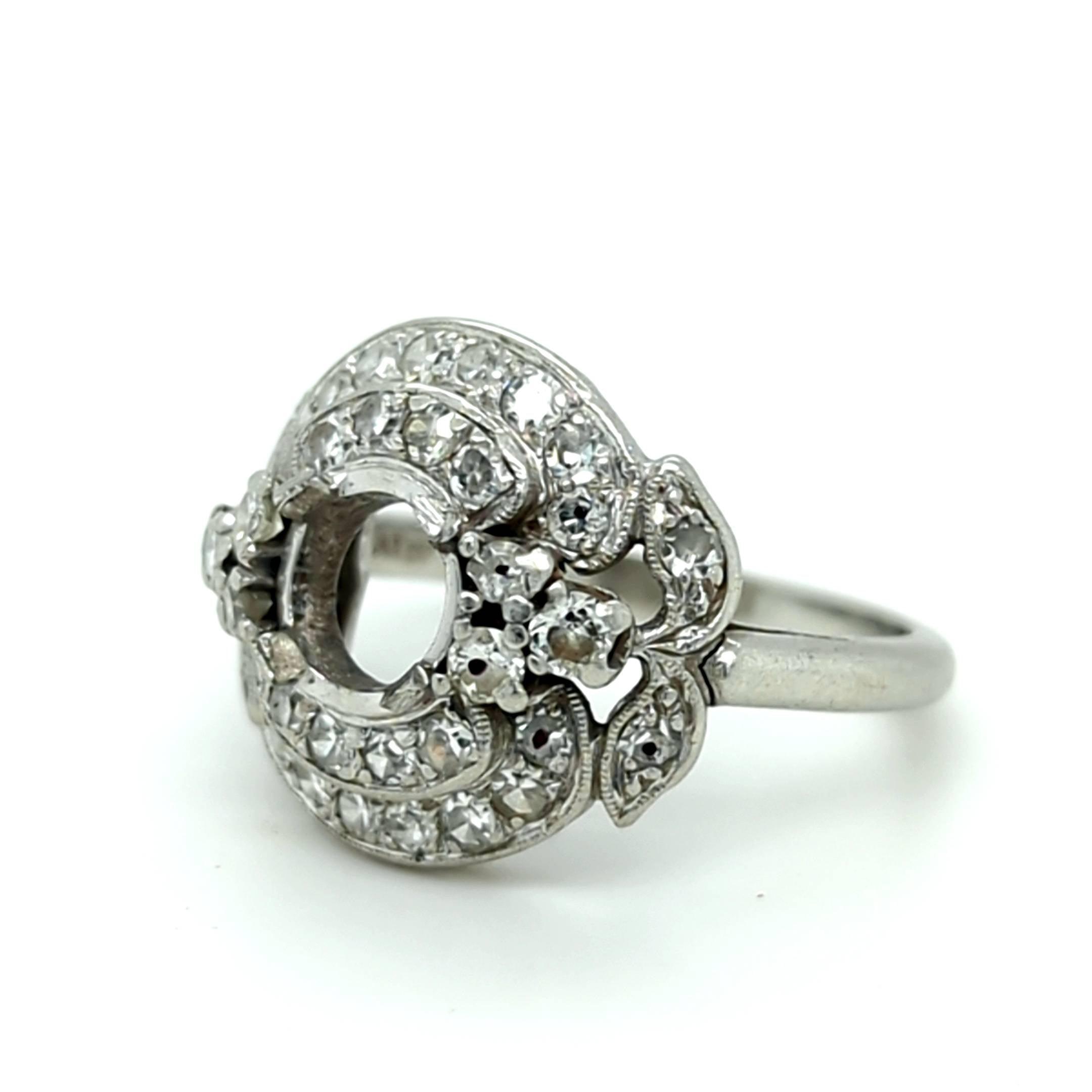 Repair - Mount 7.23mm blue zircon into lady's antique platinum & diamond ring, rebuild head prongs & retip - The Rutile Ltd