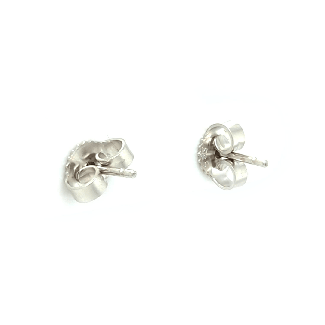 Ruby and Black Diamond Halo Stud Earrings in 14k White Gold - The Rutile Ltd
