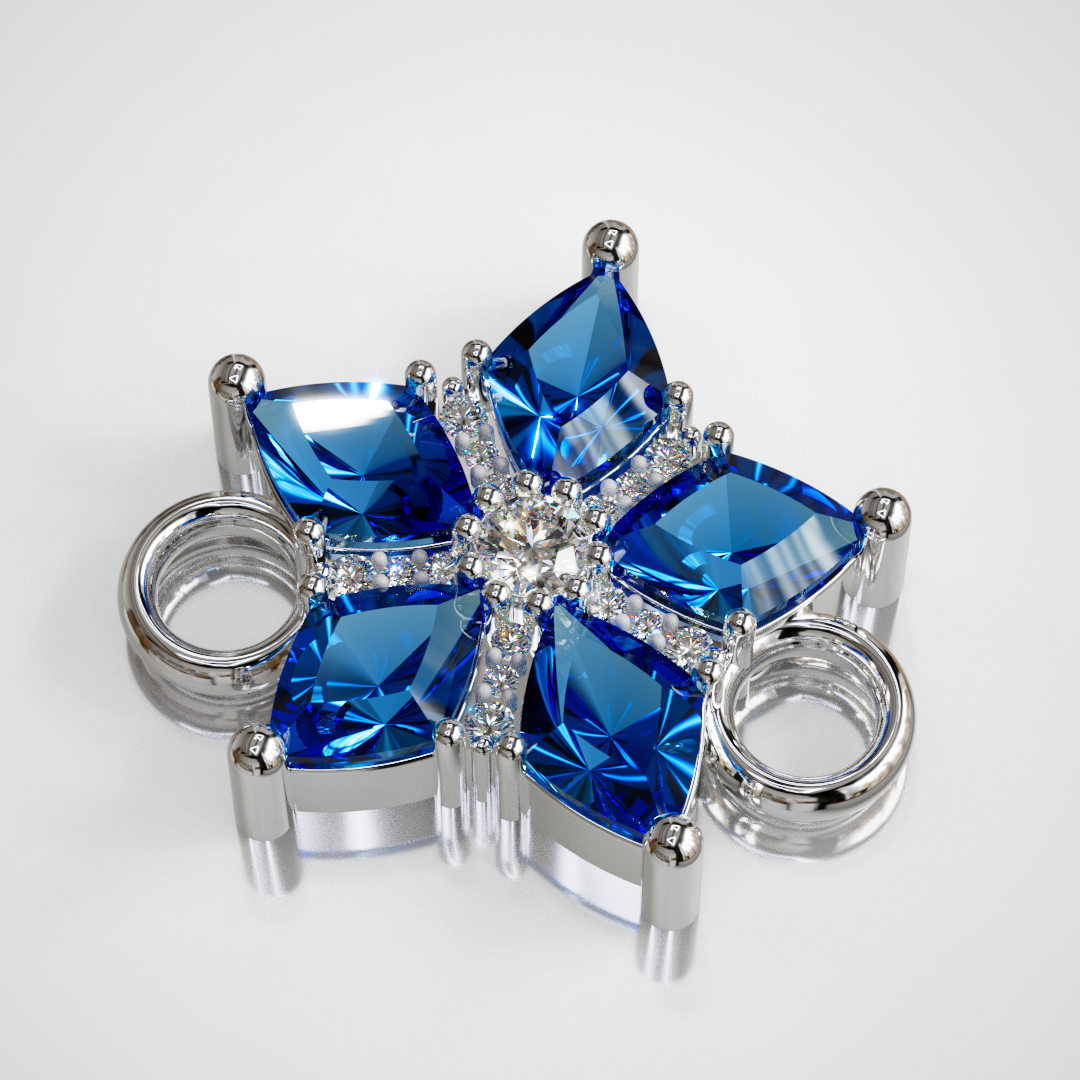 Custom Diamond and Blue Topaz Bracelet in 10kt White Gold