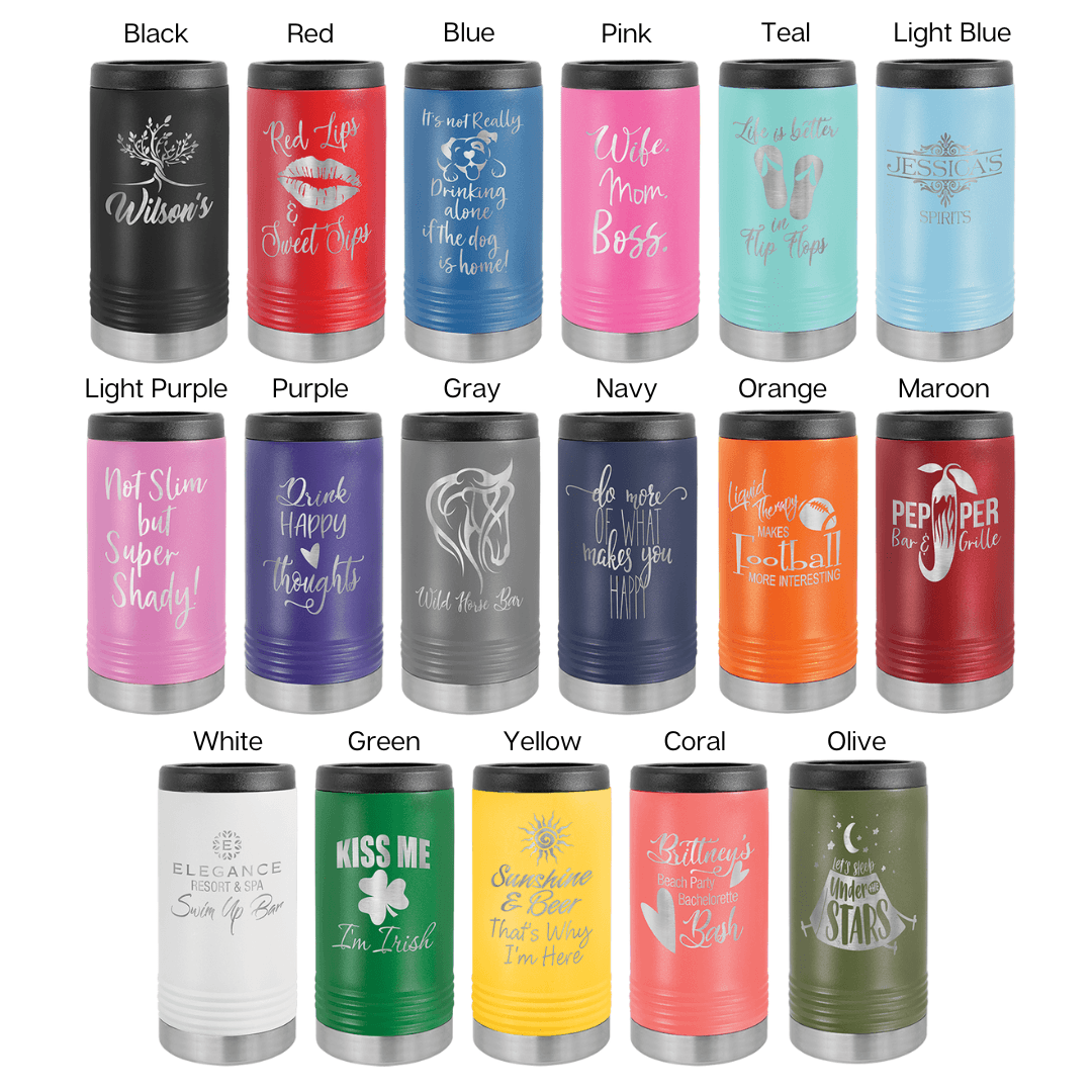 Slim Can Vacuum Insulated Beverage Holder with Custom Engraving by Polar Camel - The Rutile Ltd