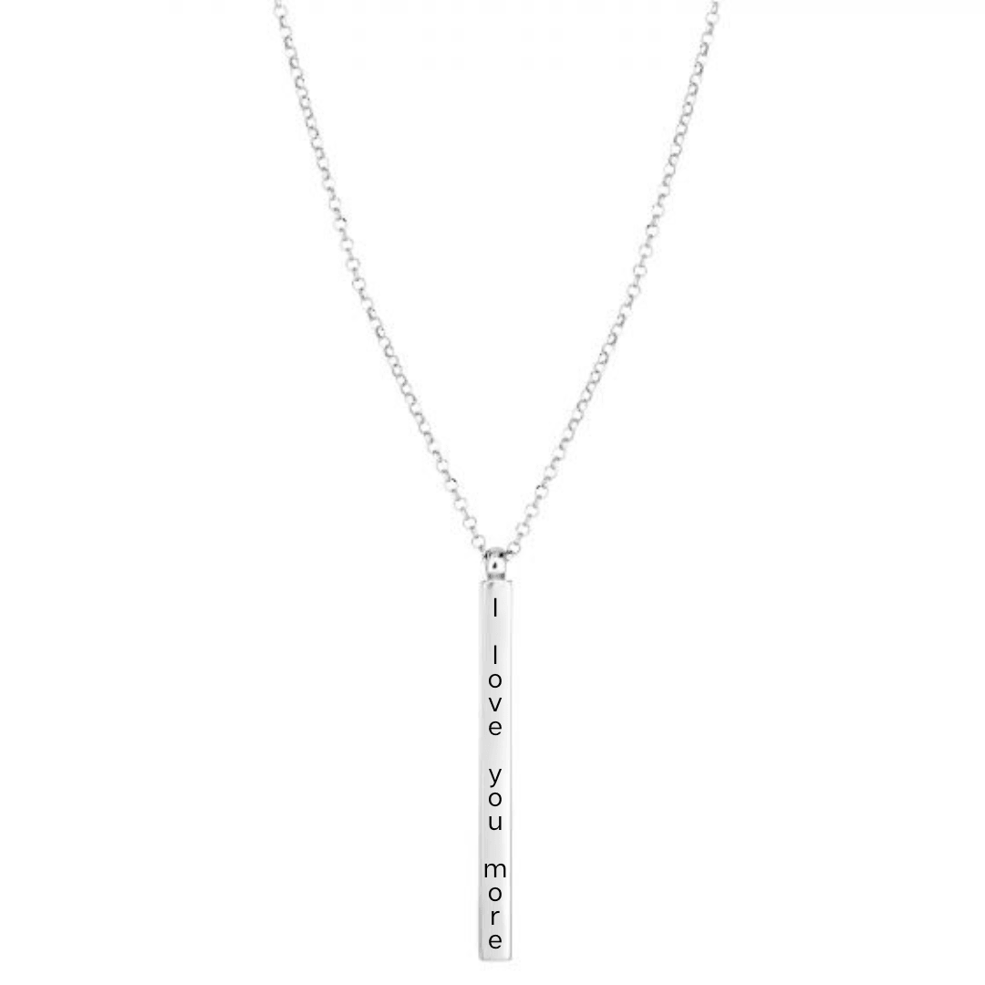 Sterling Silver 24" Long Bar Necklace - Engravable - The Rutile Ltd