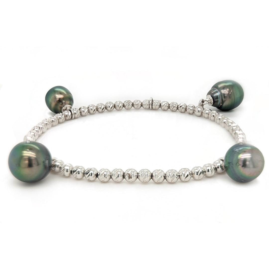 Tahitian Pearl Stretchy Bracelet in Sterling Silver - The Rutile Ltd