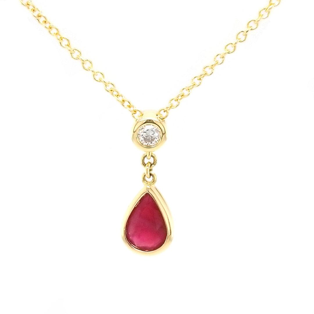 "The Bixby" - Bixbite and Diamond Pendant in 18kt Yellow Gold - The Rutile Ltd
