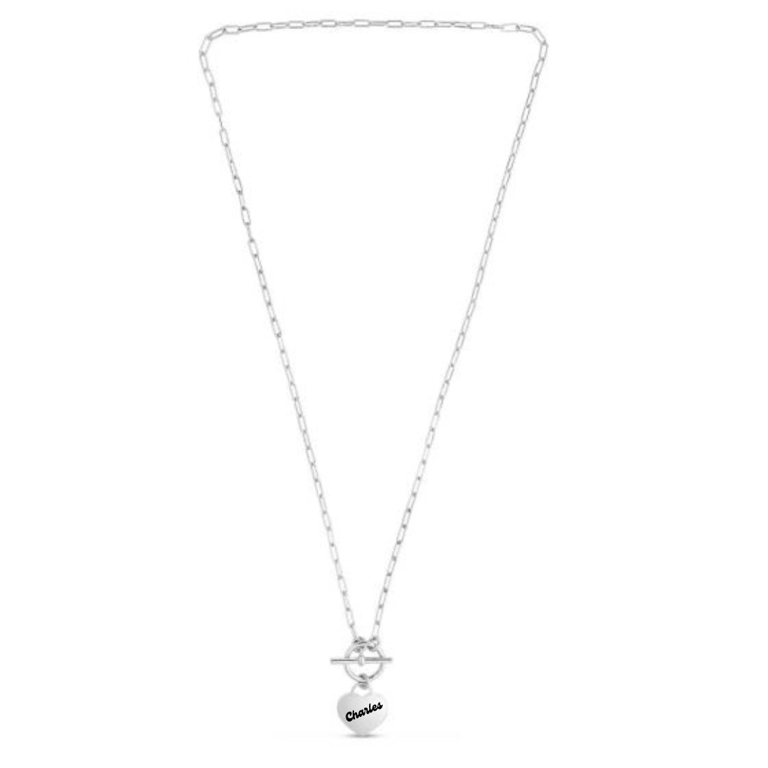 Toggle Heart Sterling Silver 18" Necklace - Engravable - The Rutile Ltd