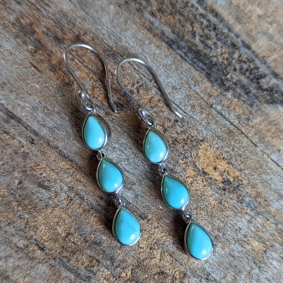 Turquoise Dangle Earrings in Sterling Silver - The Rutile Ltd