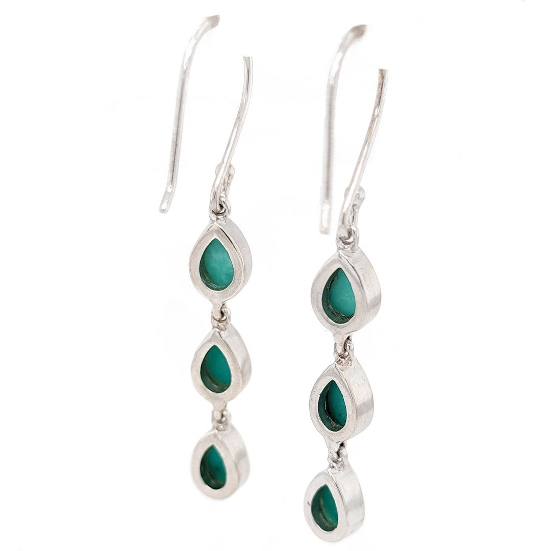 Turquoise Dangle Earrings in Sterling Silver - The Rutile Ltd