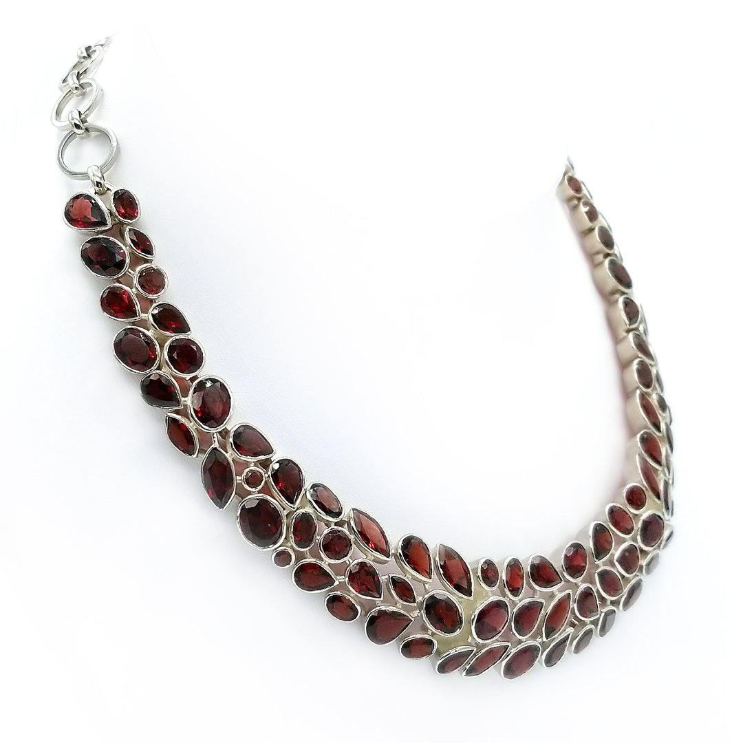 "The Pomme" Handmade Garnet and Sterling Silver Collar Necklace - The Rutile Ltd