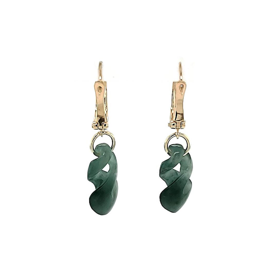 Hand-Carved Guatemalan Jadeite Earrings in 14kt Yellow Gold - The Rutile Ltd