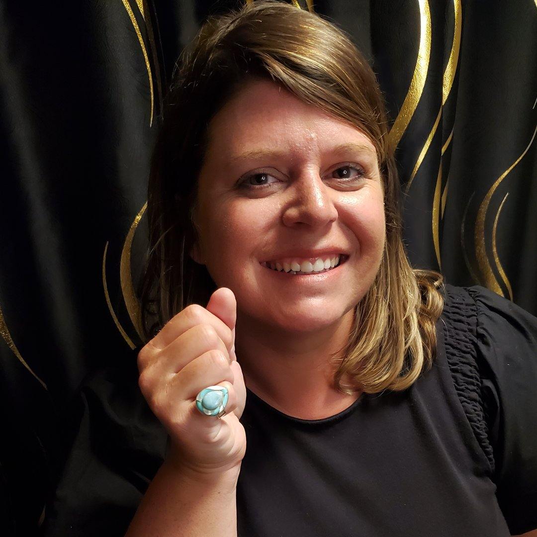 "The Tide" Larimar, Turquoise, and Mother of Pearl Inlay Ring in Sterling Silver - The Rutile Ltd