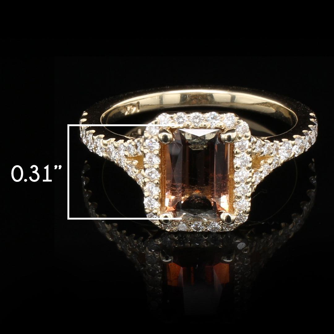 Andalusite and Diamond Halo Ring in 14kt Yellow Gold - The Rutile Ltd