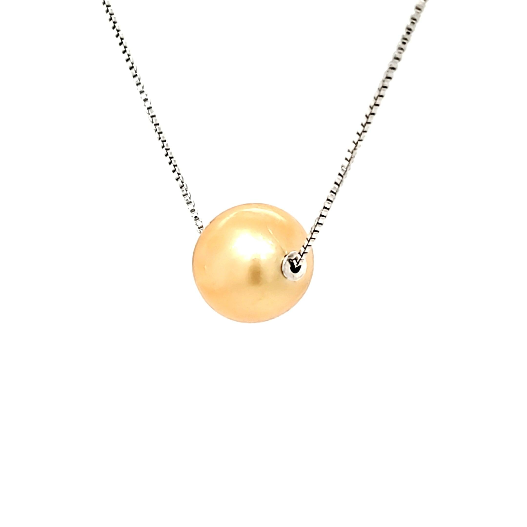 “Aurous” - Cultured Golden South Sea Pearl on Sterling Silver Chain - The Rutile Ltd