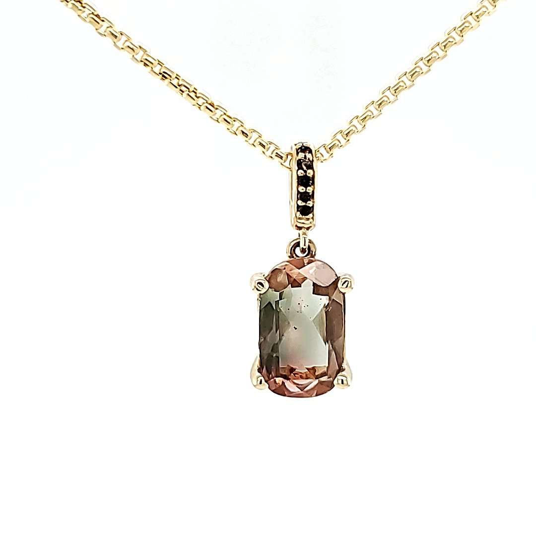 Bi-color Sunstone with Smokey Quartz in 14 kt gold - The Rutile Ltd