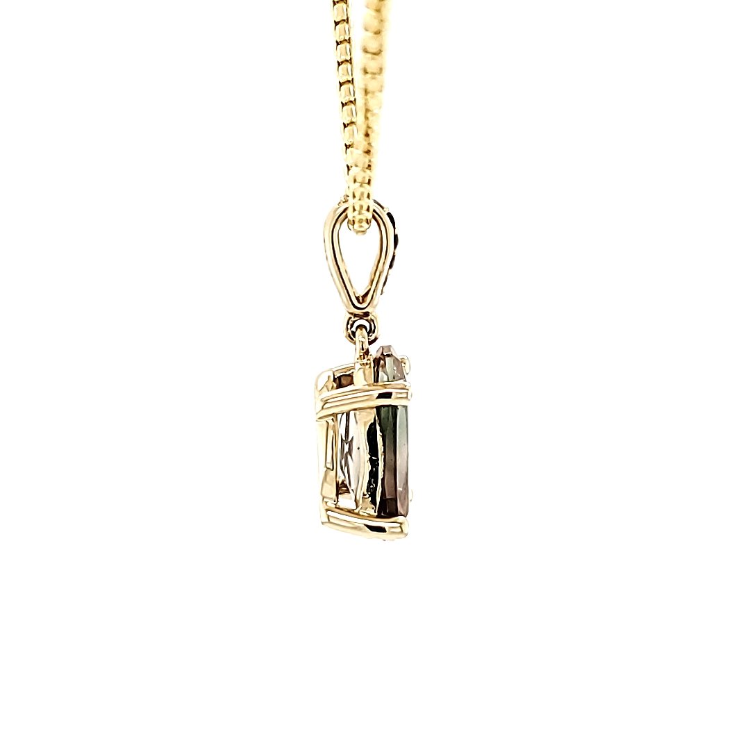Bi-color Sunstone with Smokey Quartz in 14 kt gold - The Rutile Ltd