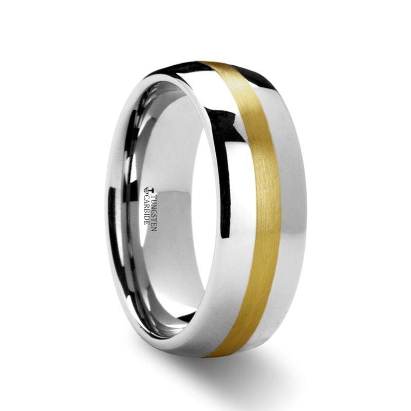CENTURION - 14K Gold Inlaid Domed Tungsten Ring 6mm or 8mm - The Rutile Ltd