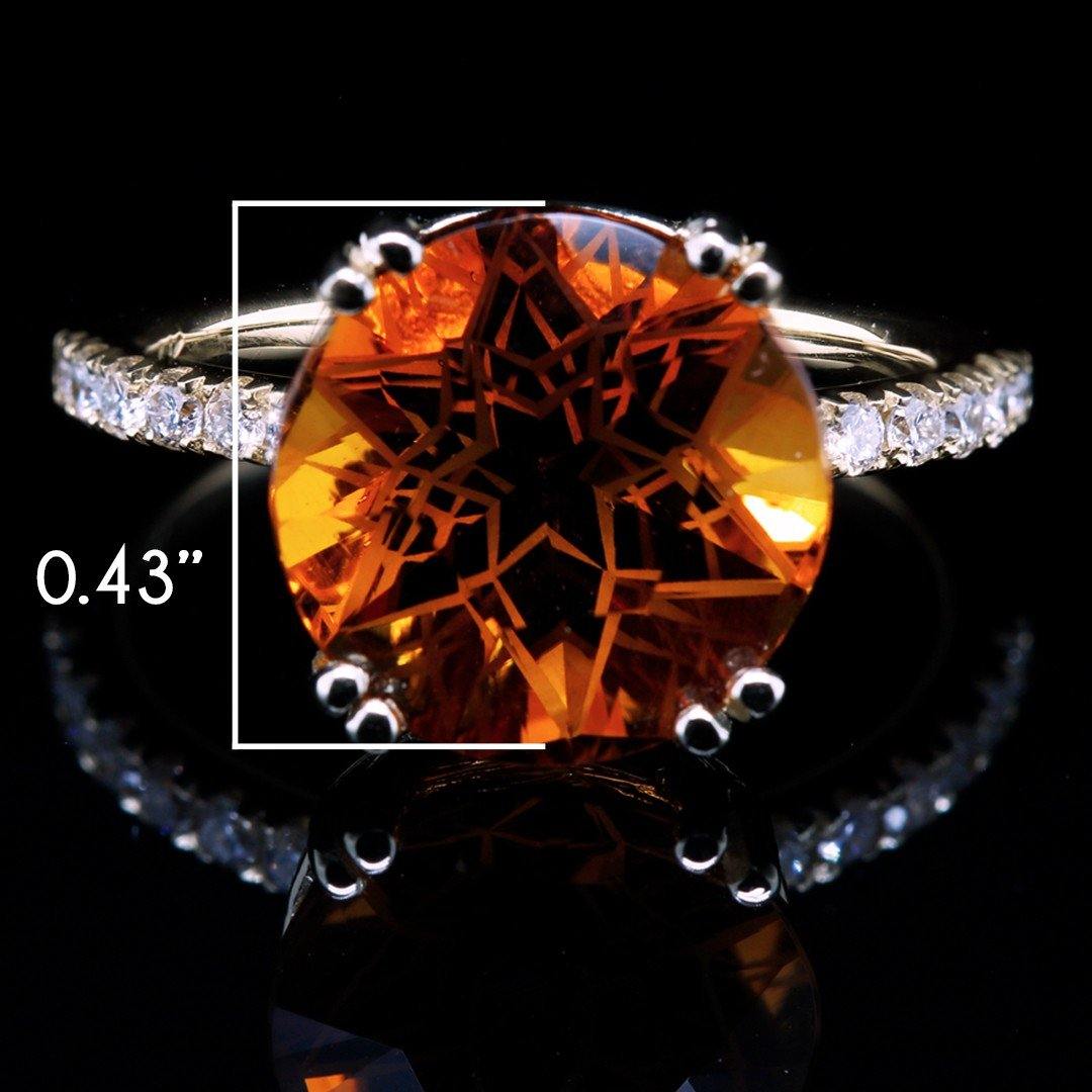 Custom Cut Citrine and Diamond Ring in 14kt Yellow Gold - The Rutile Ltd