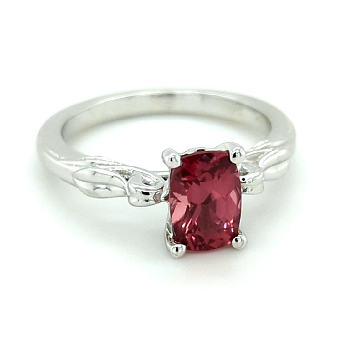 "Dusty Rose" Lindi Garnet Nature Inspired X1 White Gold Ring - The Rutile Ltd