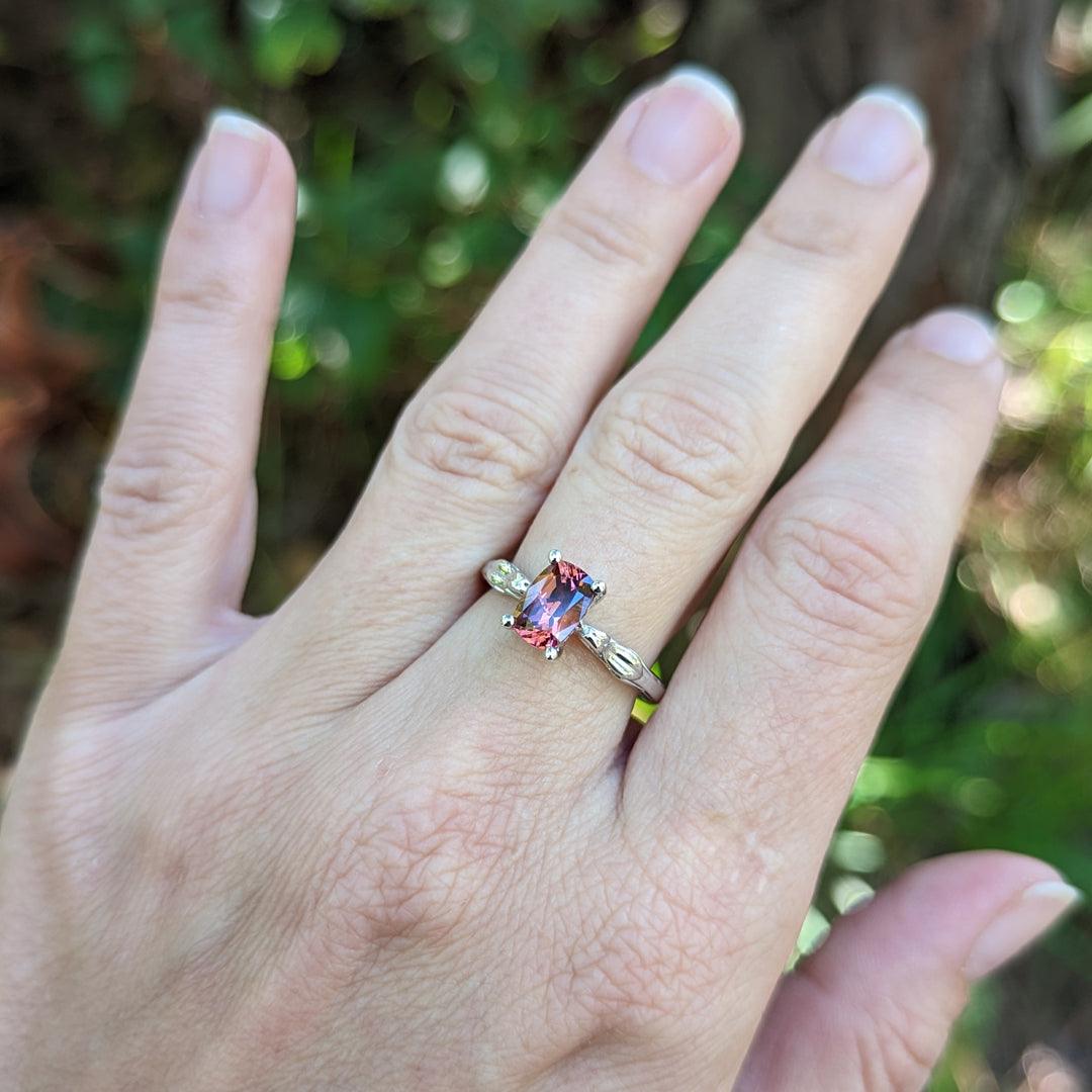 "Dusty Rose" Lindi Garnet in X1 White Gold Ring - The Rutile Ltd