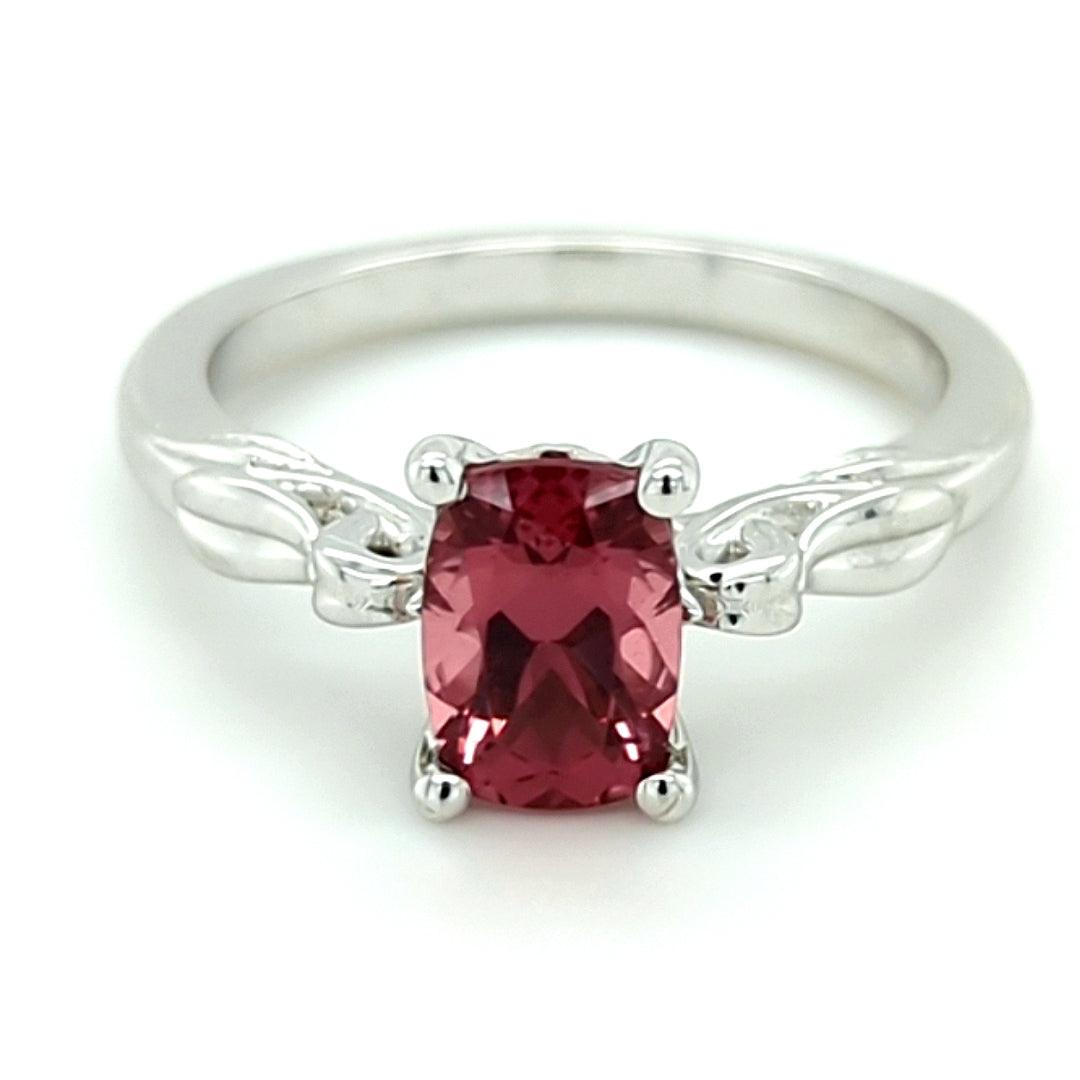"Dusty Rose" Lindi Garnet Nature Inspired X1 White Gold Ring - The Rutile Ltd