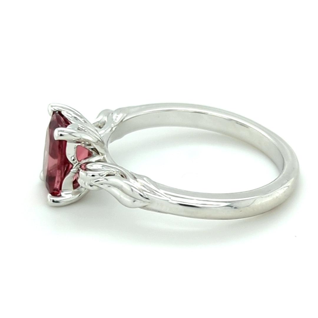 "Dusty Rose" Lindi Garnet Nature Inspired X1 White Gold Ring - The Rutile Ltd