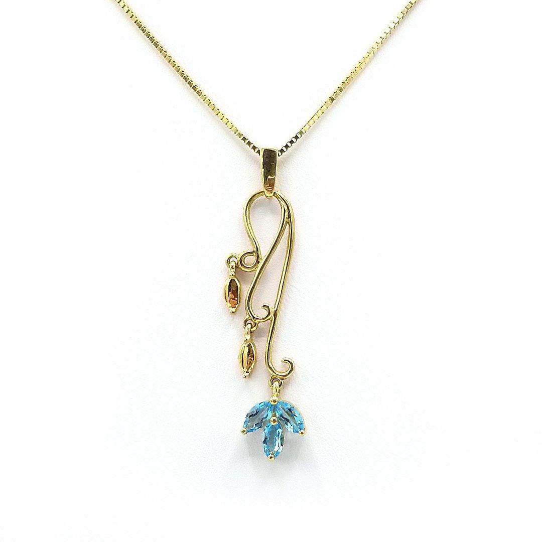 Elegant Nature-Inspired Blue Topaz Pendant in 10K Yellow Gold - The Rutile Ltd