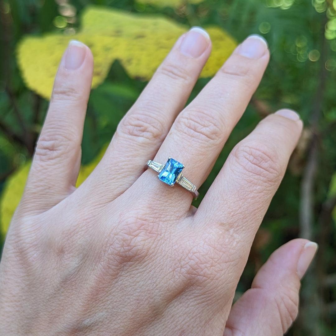 "Glacier" Mozambique Aquamarine and Diamond Ring in Platinum - The Rutile Ltd
