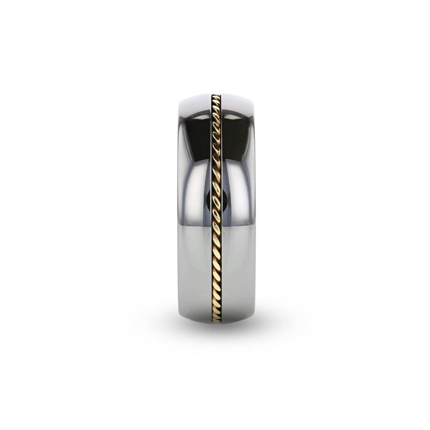 GOLDWYN - Braided 14k Gold Inlay Domed Tungsten Ring - 6mm or 8mm - The Rutile Ltd
