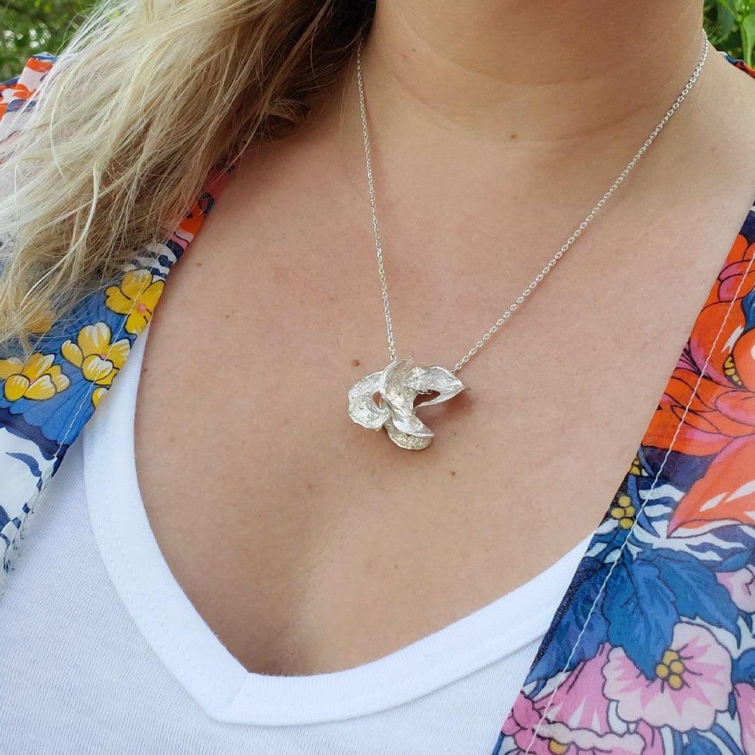 Handmade Sterling Silver Apple Peel Necklace by Mary Van der Aa - The Rutile Ltd